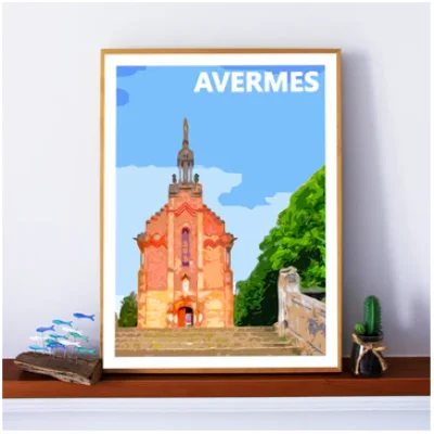 Affiche Avermes Allier Auvergne colorée idée cadeau déco souvenirs 100% made in France