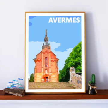 Affiche Avermes Allier Auvergne colorée idée cadeau déco souvenirs 100% made in France