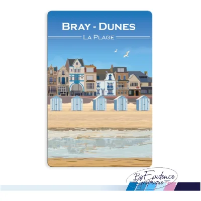Magnet Bray Dunes Plage Côte d'opale Nord pas de calais Hauts de France illustration graphiste souvenirs 100% made in France idée cadeau