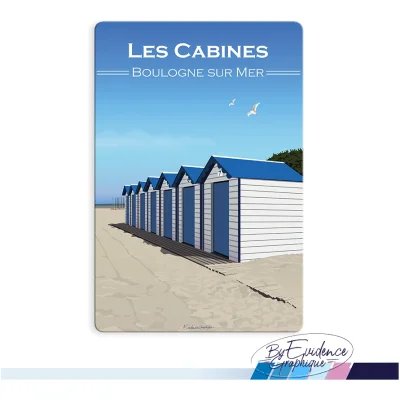Magnet Les cabines Boulogne Sur Mer Côte d'Opale Nord pas de calais Hauts de France illustration graphiste souvenirs 100% made in France idée cadeau