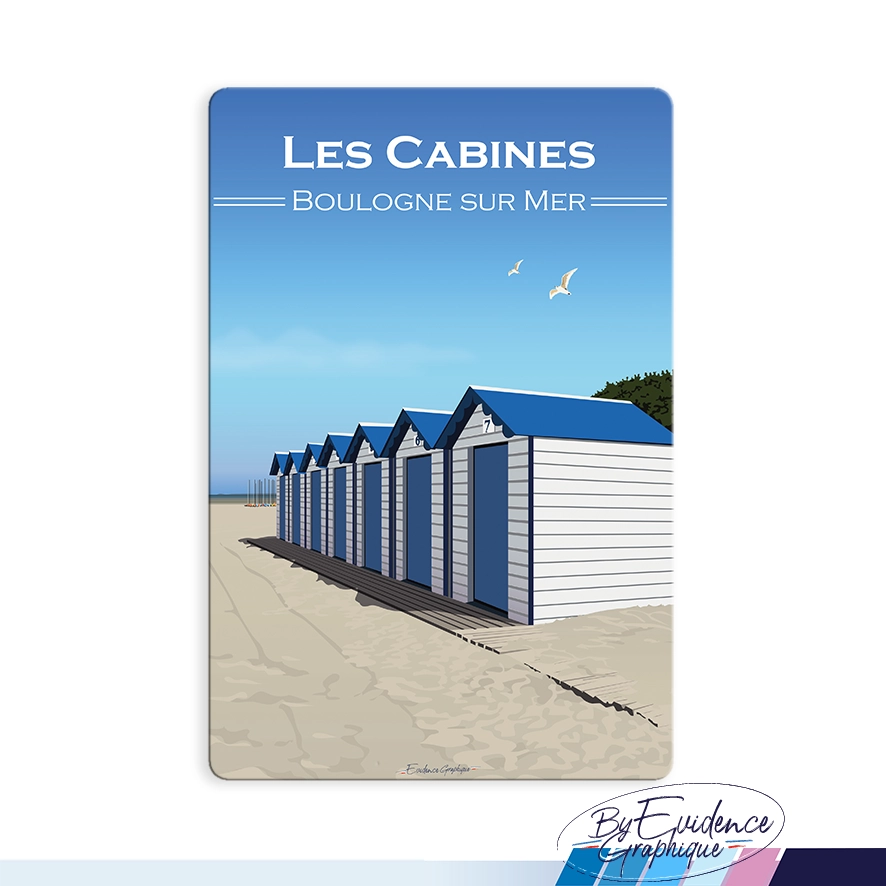Magnet Les cabines Boulogne Sur Mer Côte d'Opale Nord pas de calais Hauts de France illustration graphiste souvenirs 100% made in France idée cadeau