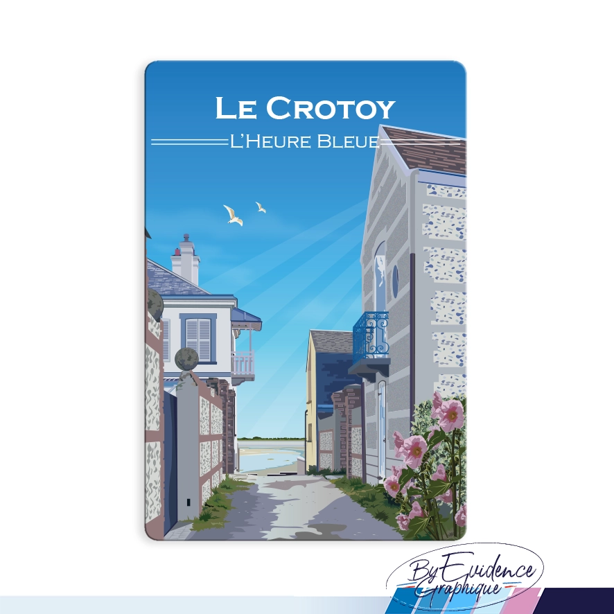 Magnet l'heure bleue Baie de somme Nord pas de calais Hauts de France illustration graphiste souvenirs 100% made in France idée cadeau