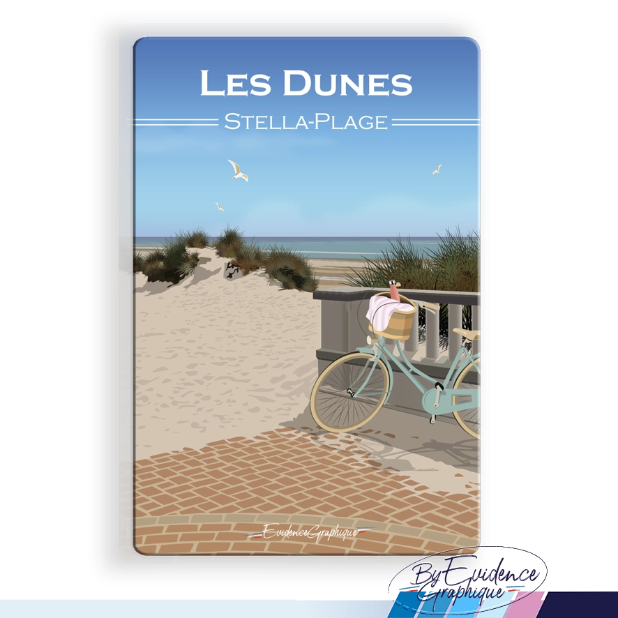 Magnet Stella Les Dunes Plage Côte d'Opale Nord pas de calais Hauts de France illustration graphiste souvenirs 100% made in France idée cadeau