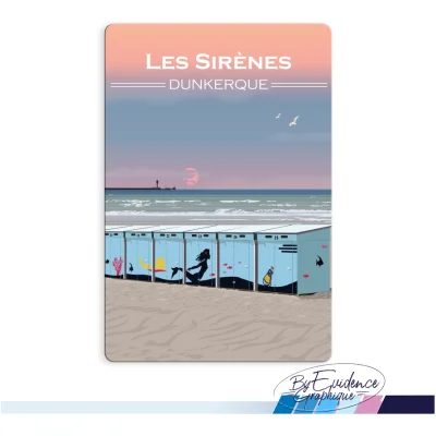 Magnet cabines Les sirènes Dunkerque Hauts de France illustration graphiste souvenirs 100% made in France idée cadeau