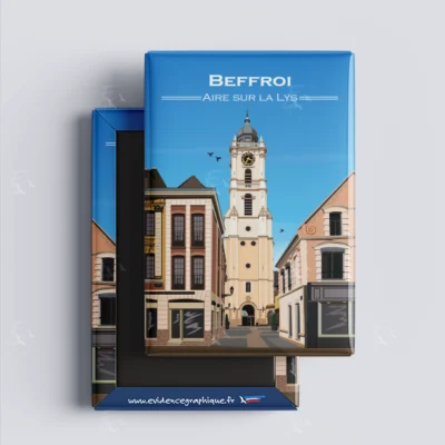Magnet Beffroi Aire sur la Lys Hauts de France illustration graphiste souvenirs 100% made in France idée cadeau