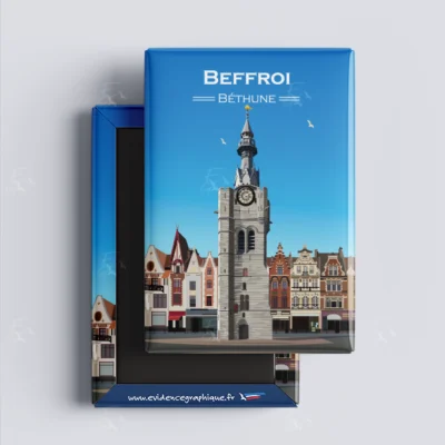 Magnet Beffroi de Béthune Hauts de France Nord Pas de Calais illustration graphiste souvenirs 100% made in France idée cadeau