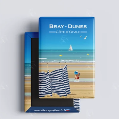 Magnet Bray Dunes Côte d'opale Nord pas de calais Hauts de France illustration graphiste souvenirs 100% made in France idée cadeau