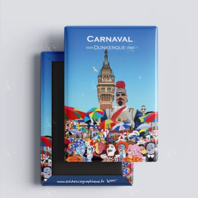 Magnet carnaval de Dunkerque Hauts de France illustration graphiste souvenirs 100% made in France idée cadeau