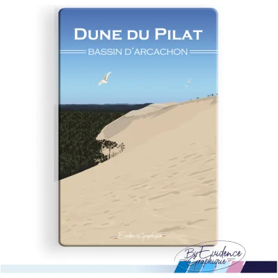 Magnet Dune de pilat Gironde Arcachon Nouvelle Aquitaine illustration graphiste souvenirs 100% made in France idée cadeau