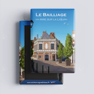 Magnet Baillage Aire sur la Lys Nord pas de calais Hauts de France illustration graphiste souvenirs 100% made in France