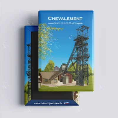 Magnet le Chevalement Marles les Mines Nord Pas de Calais Hauts de France illustration graphiste souvenirs 100% made in France idée cadeau
