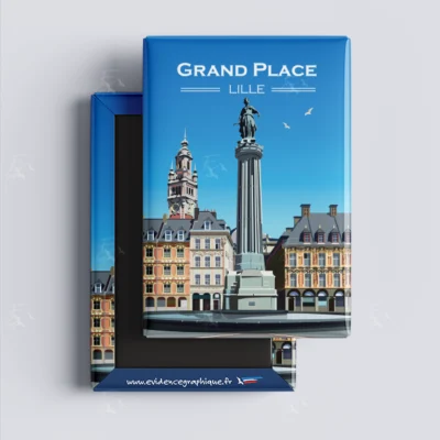 Magnet La grand place Lille Nord Pas de calais Hauts de France illustration graphiste souvenirs 100% made in France idée cadeau