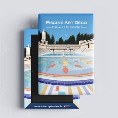 Magnet piscine Art Déco Bruay la buissière Nord Pas de calais Hauts de France illustration graphiste souvenirs 100% made in France idée cadea