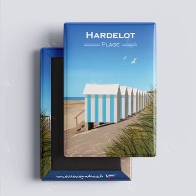 Magnet Plage d'Hardelot Côte d'opale Nord pas de calais Hauts de France illustration graphiste souvenirs 100% made in France idée cadeau