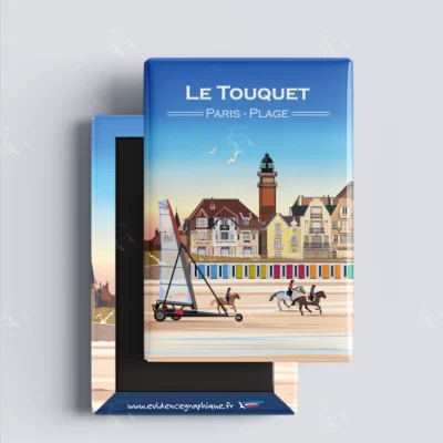 Magnet Le Touquet Parais Plage Côte d'opale Nord pas de calais Hauts de France illustration graphiste souvenirs 100% made in France idée cadeau