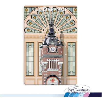 Magnet Le Beffroi de Loos Nord pas de calais Hauts de France illustration graphiste souvenirs 100% made in France idée cadeau