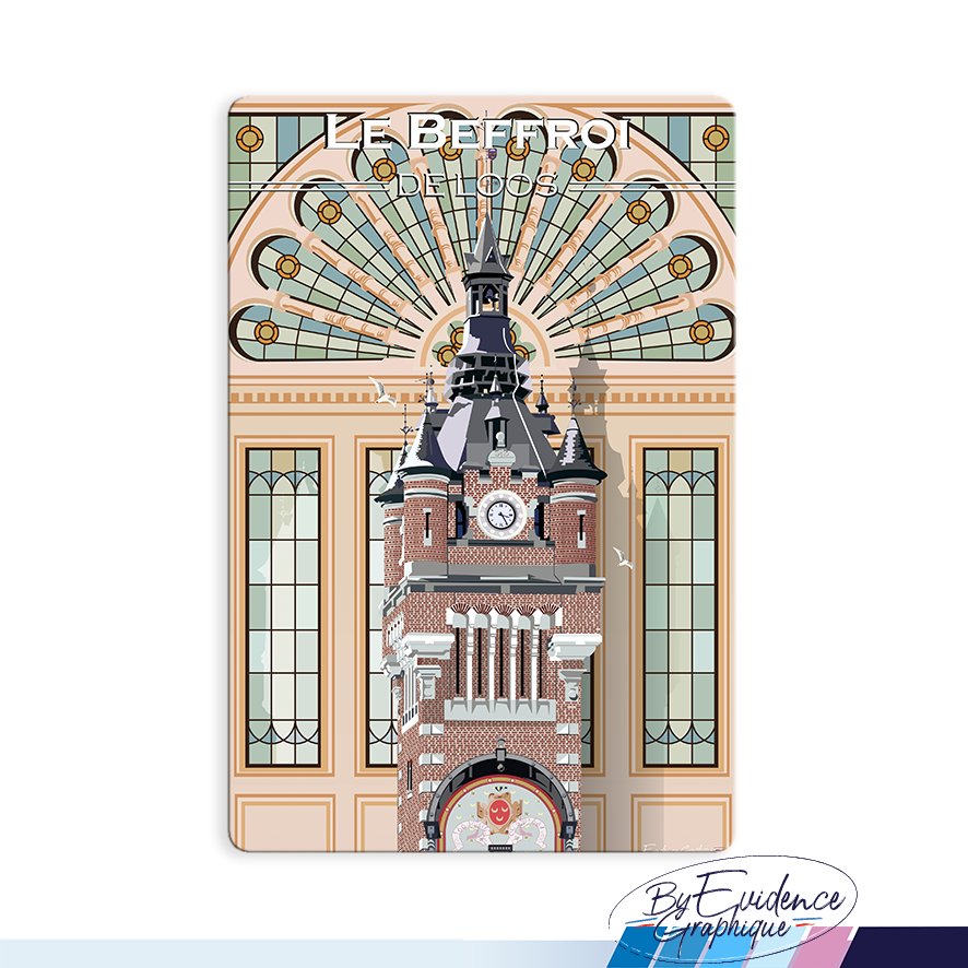 Magnet Le Beffroi de Loos Nord pas de calais Hauts de France illustration graphiste souvenirs 100% made in France idée cadeau