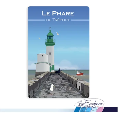 Magnet Phare du Tréport Seine Maritime Normandie illustration graphiste souvenirs 100% made in France idée cadeau