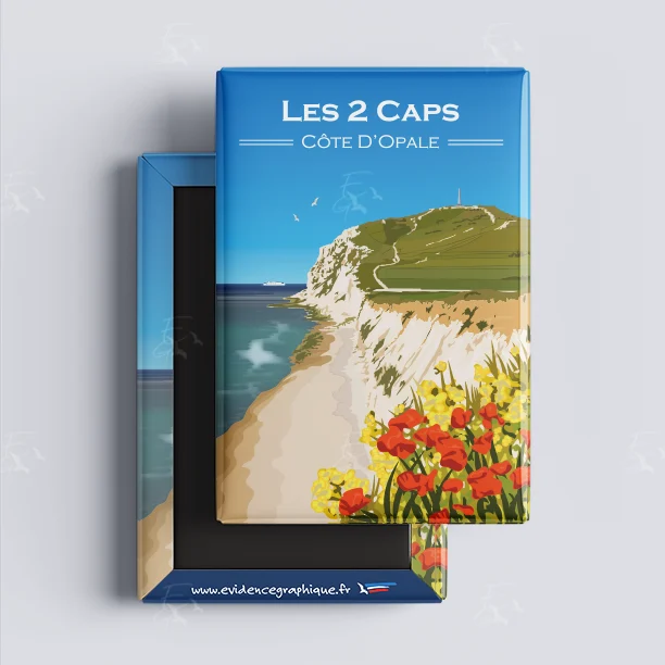 Magnet les 2 caps côte d'opale Baie de Somme Nord pas de calais Hauts de France illustration graphiste souvenirs 100% made in France idée cadeau