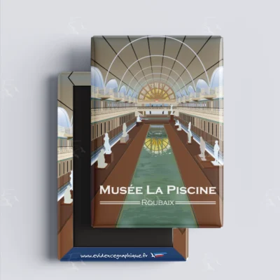 Magnet Musée La piscine de Roubaix Nord Pas de calais Hauts de France illustration graphiste souvenirs 100% made in France idée cadeau