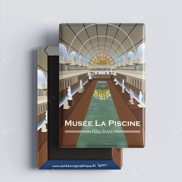 Magnet Musée La piscine de Roubaix Nord Pas de calais Hauts de France illustration graphiste souvenirs 100% made in France idée cadeau