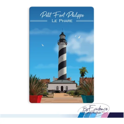 Magnet Petit Fort Philippe phare Hauts de France illustration graphiste souvenirs 100% made in France idée cadeau