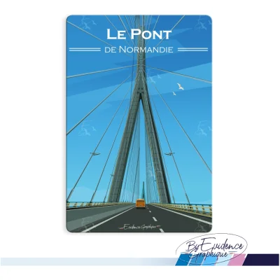 Magnet Pont de Normandie Le Havre Honfleur Calvados Normandie illustration graphiste souvenirs 100% made in France idée cadeau
