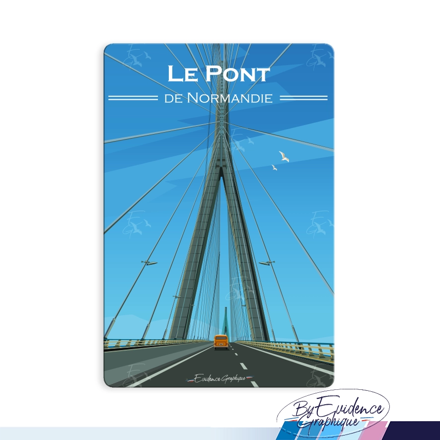 Magnet Pont de Normandie Le Havre Honfleur Calvados Normandie illustration graphiste souvenirs 100% made in France idée cadeau