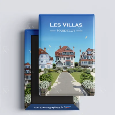 Magnet Les villas Neufchatel Hardelot Côte d'Opale Nord pas de calais Hauts de France illustration graphiste souvenirs 100% made in France idée cadeau