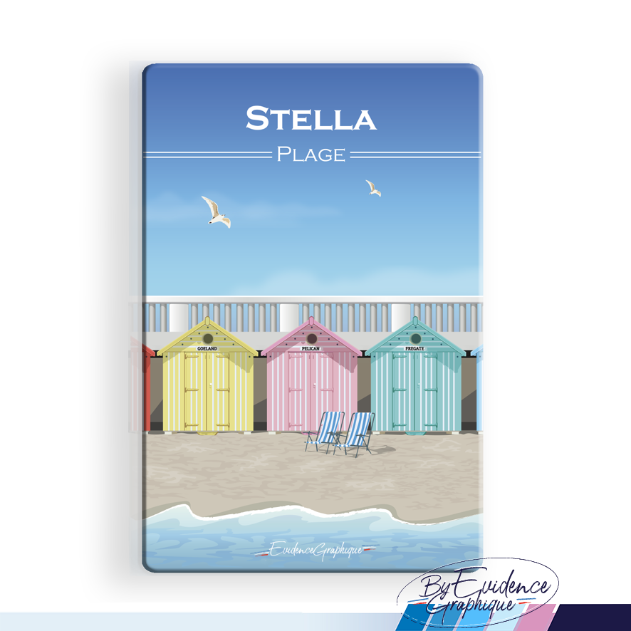 Magnet Stella Plage Côte d'Opale Nord pas de calais Hauts de France illustration graphiste souvenirs 100% made in France idée cadeau