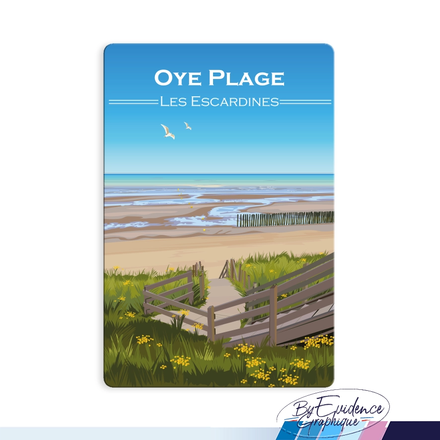 Oyé Plage Les escardines Nord pas de calais Hauts de France illustration graphiste souvenirs 100% made in France idée cadeau