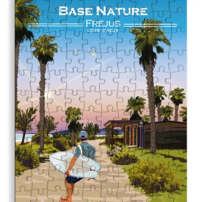 Puzzle Fréjus Base nature surf ville provence alpes côte d'azur 110 pièces evidence graphique souvenirs 100% made in france idée déco cadeau coloré chaleureux illustration
