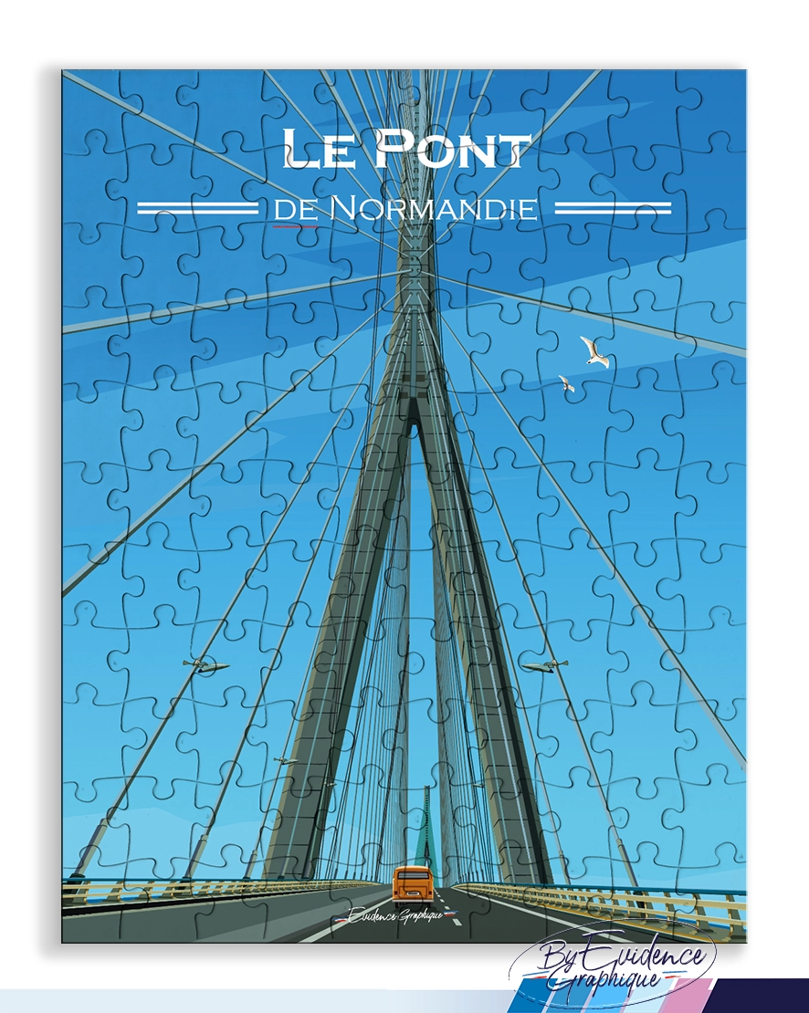 Puzzle Pont de Normandie Evidence Graphique Souvenirs 100% made in France Calvados idée cadeau loisirs créatif