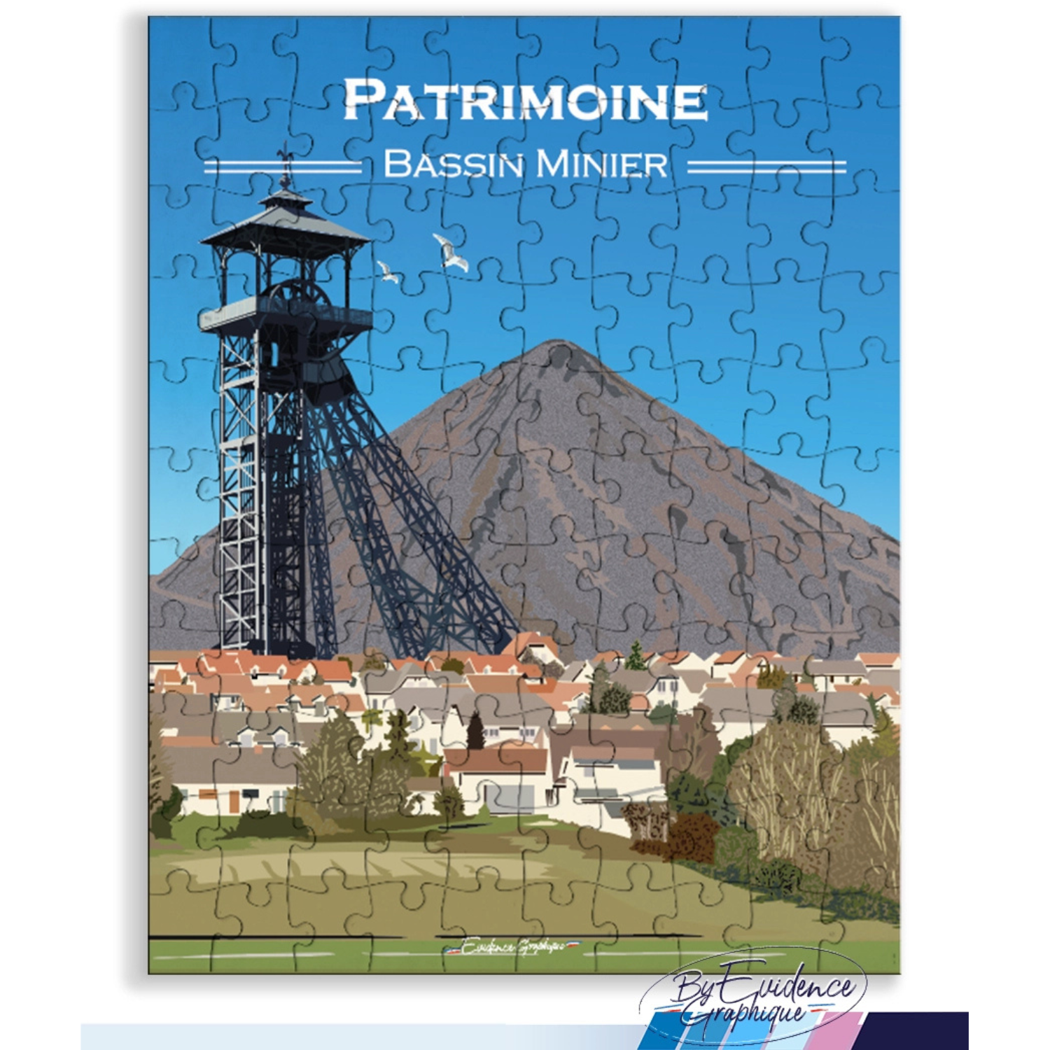 Puzzle Bassin Minier Nord pas de calais Hauts de France souvenirs nord ludique 110 pièces idée cadeau 100% made in France