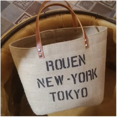Sac cabas panier rouen normandie france idée cadeau souvenirs france sac jute qualité made in france idée cadeau femme panier marché