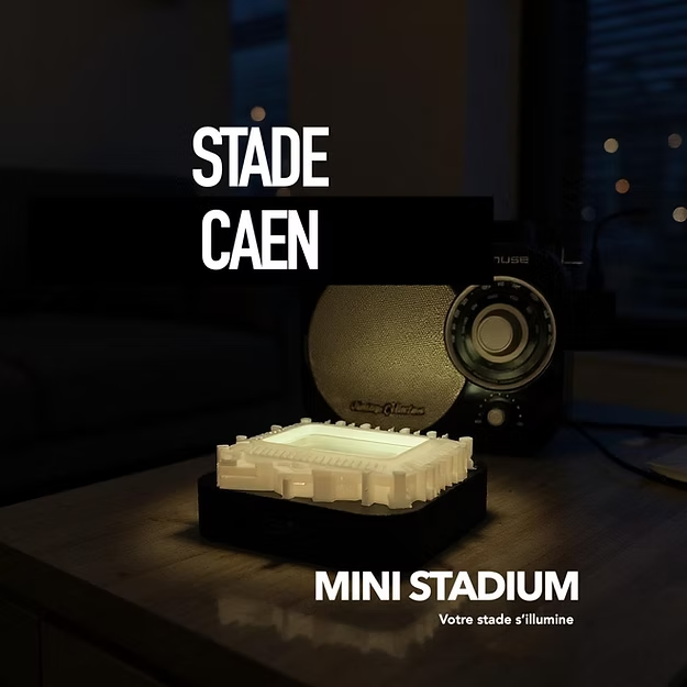 Mini stade lumineux d'ornano Caen Normandie souvenirs 100% made in France idée cadeau supporter