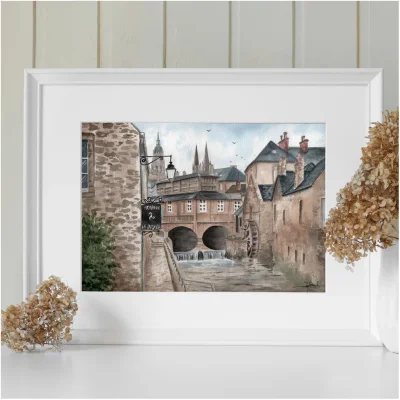Affiche Aquarelle Bayeux Calvados Normandie Emma De Morel SOUVENIRS 100% Made in France