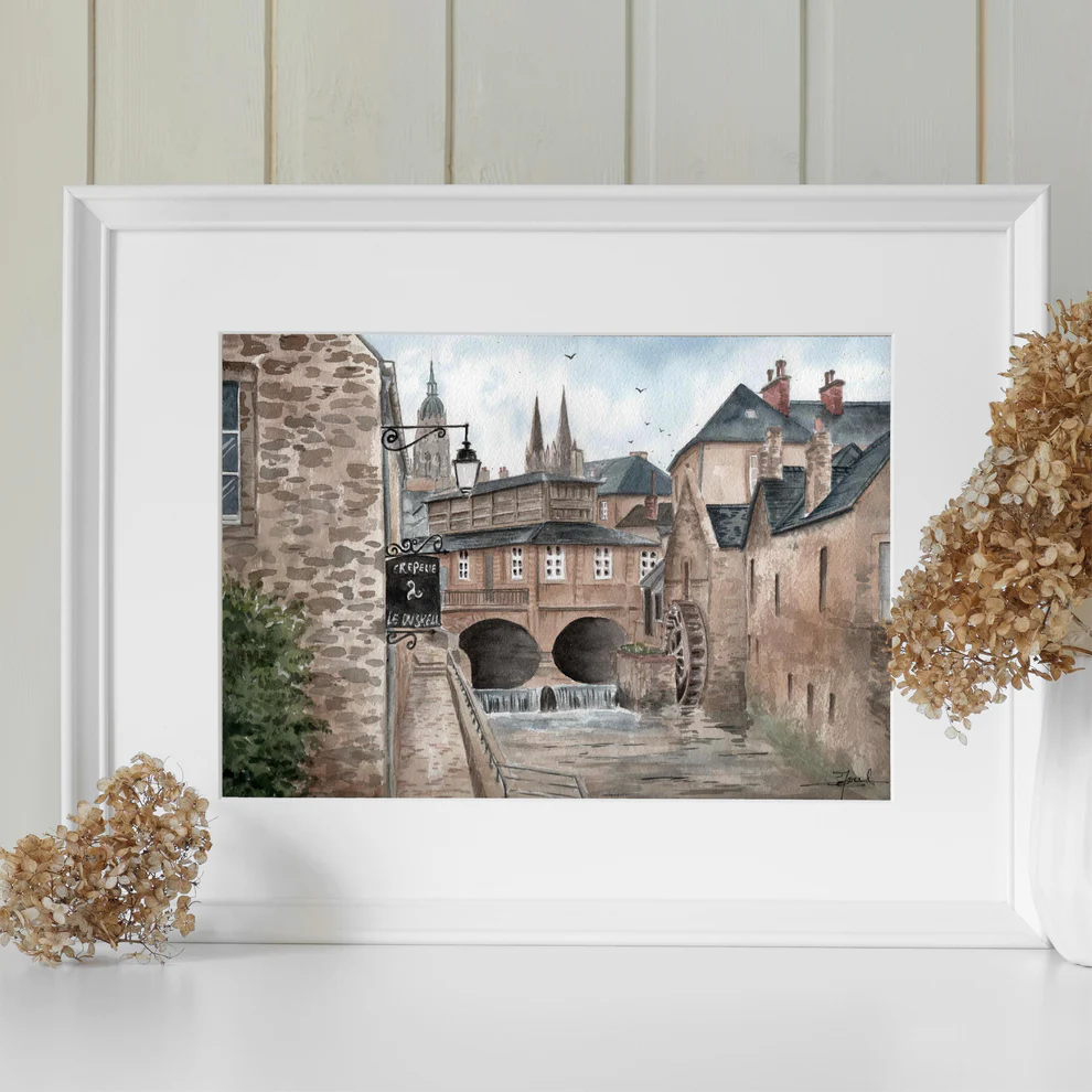 Affiche Aquarelle Bayeux Calvados Normandie Emma De Morel SOUVENIRS 100% Made in France