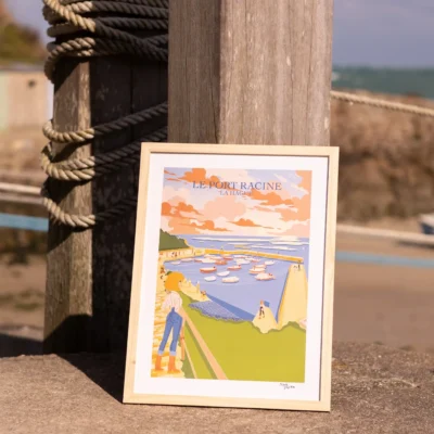 Affiche Port Racine Manche Normandie Minute Papillon SOUVENIRS souvenir Manche Normandie Cotentin 100% Made in France