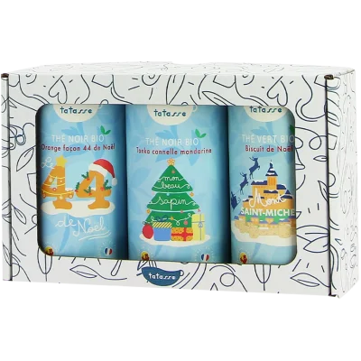 Pack thés noël 44 cointreau Mont Saint Michel Tatasse Made in Calvados souvenirs 100§% made in France Normandie orange biscuit noël