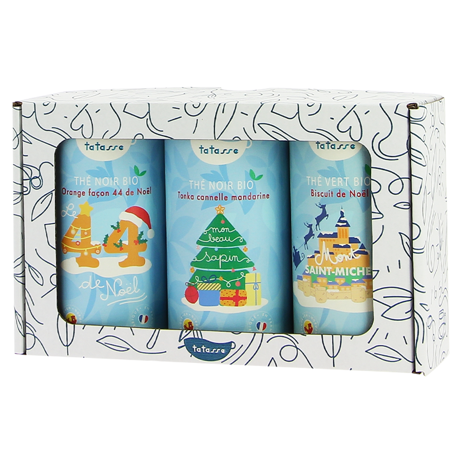 Pack thés noël 44 cointreau Mont Saint Michel Tatasse Made in Calvados souvenirs 100§% made in France Normandie orange biscuit noël