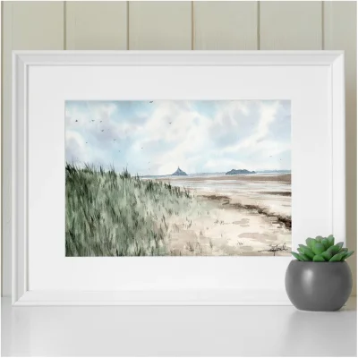 Affiche Aquarelle Bec d'andaine Mont Saint Michel Manche Normandie Emma De Morel SOUVENIRS 100% Made in France