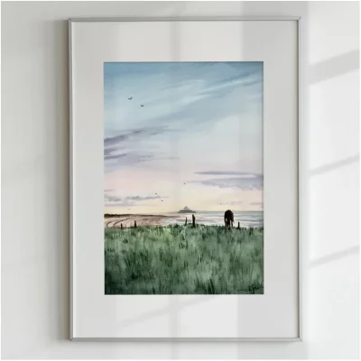 Affiche Reproduction Aquarelle Emma De Morel Mont Saint Michel Saint Jean le Thomas SOUVENIRS 100% Made in France