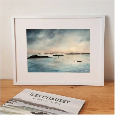 Affiche Reproduction Aquarelle Emma de MOREL île Chausey Granville Manche Normandie SOUVENIRS 100% Made in France