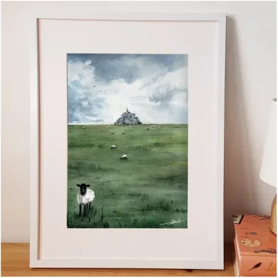 Affiche Reproduction Aquarelle Mont Saint Michel Emma de Morel SOUVENIRS 100% Made in France