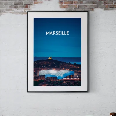 Affiche Stade Vélodrome Marseille Olympique Marseille OM Souvenirs 100% Made in France Provence Idée cadeau supporter OM