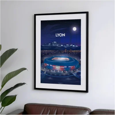Affiche Lyon Groupama Stadium OL Idée cadeau souvenirs 100% made in France cité des gones Ligue 1