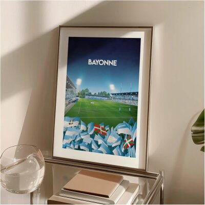 Affiche stade rugby Jean dauger bayonne idée cadeau déco 100% made in France rugbyman