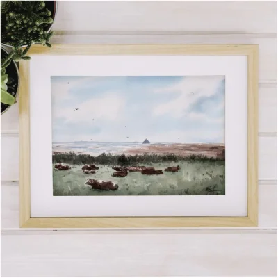 Affiche Aquarelle Pointe du Grouin Mont Saint Michel Manche Normandie Emma De Morel SOUVENIRS 100% Made in France