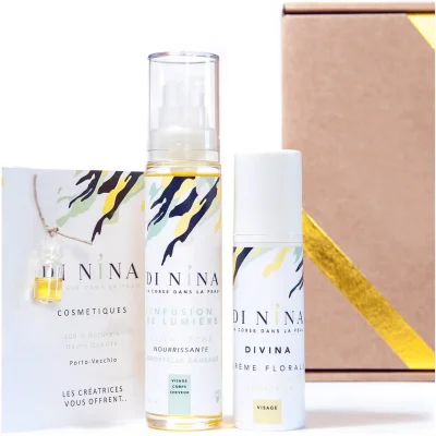 découverte de l'immortelle coffret visage et corps cosmétiques Di Nina corse Souvenirs 100% Made in France